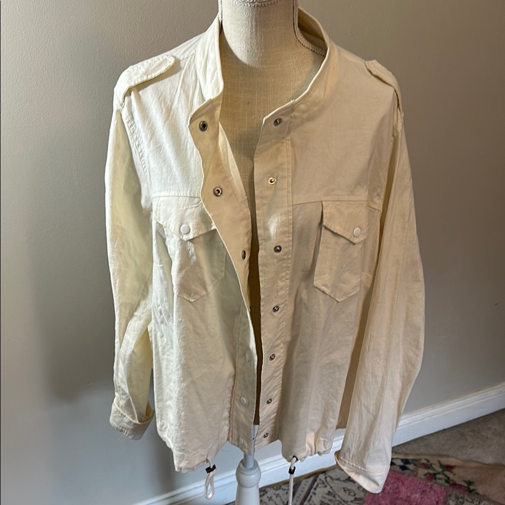 Lane Bryant Cream Lightweight Shirt Jacket